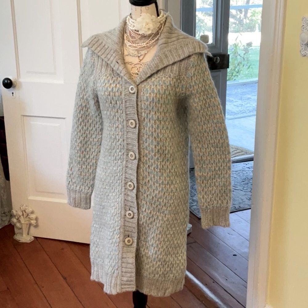 Y2K 90’s *COZY* Moda International Wool Mohair Alpaca Chunky Knit Button Duster